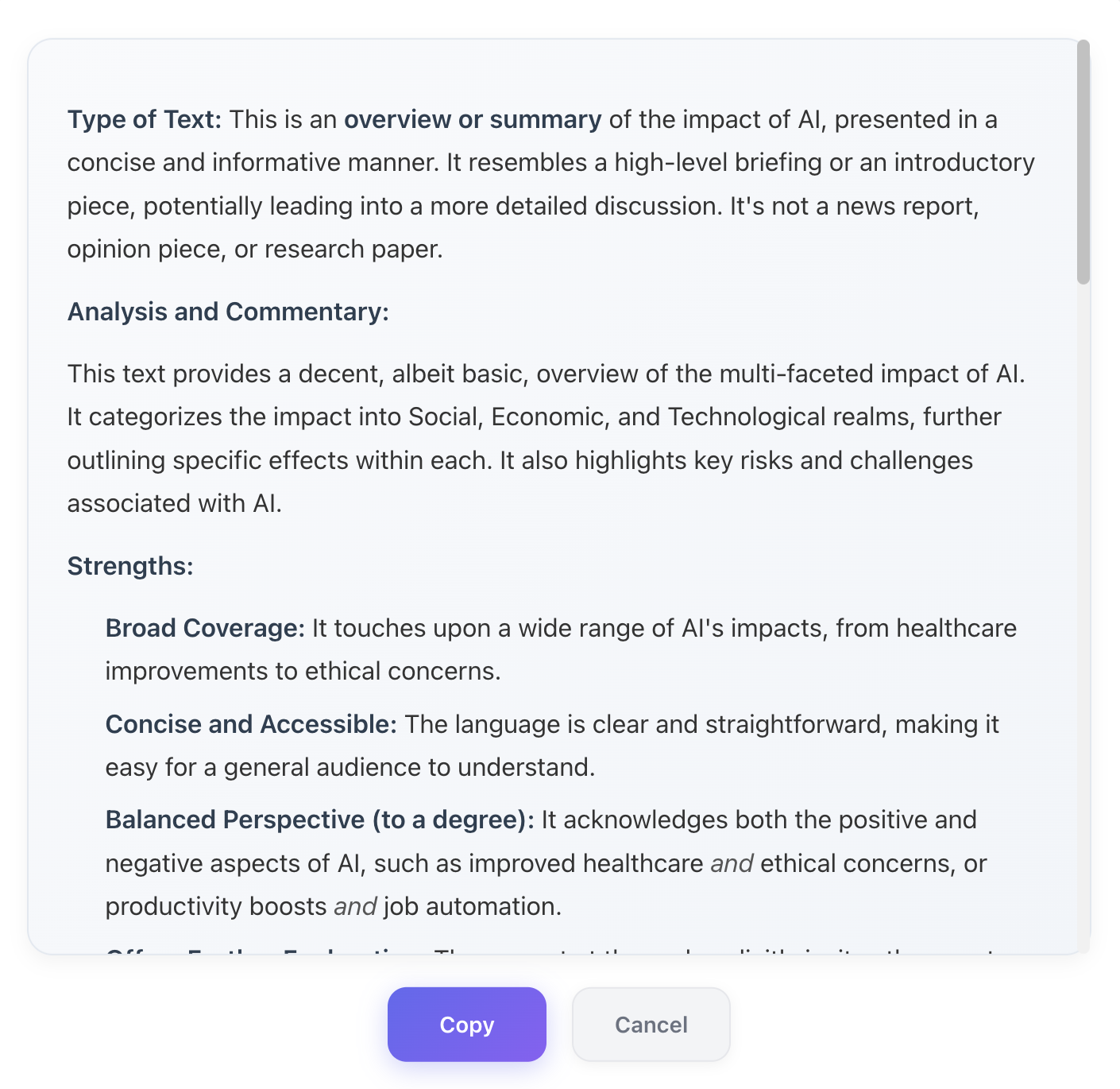 FunBlocks AI Prompt Optimizer critical analysis interface